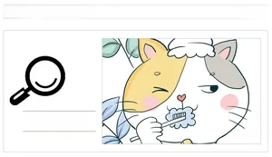 Detail of cartoon calico cat brushing teeth sticker for wall decor and dorm aesthetic