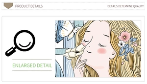 Detail view of cartoon girl and butterfly stickers for dorm wall decoration