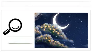 Detail showing 3D planet moon and star wall stickers with golden floral night sky patterns