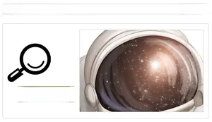Detailansicht Astronautenhelm-Aufkleber mit Nebelgalaxie-Reflektion und Sternen