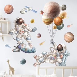 Wandtattoo Astronaut und Sonnensystem Planeten für Kinderzimmer im Weltraum-Design