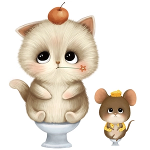 Cute cartoon cat and mouse toilet seat cover sticker for bathroom wall decoration