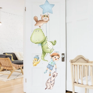 Cartoon Dinosaur Cat Alpaca Wall Stickers For Kids Room Nursery Removable PVC Waterproof Home Decor DIY Wall Decals