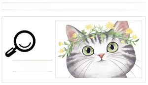 Detail einer handgezeichneten Cartoon-Katze mit Blumenkranz Wandsticker