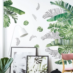Stickers muraux feuilles tropicales monstera pour décoration de salon moderne