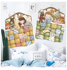 Detail of cute forest animals and children wall stickers for kids bedroom decor