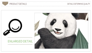Detail view of tropical wall decal showing panda face texture and bamboo leaf pattern