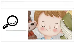 Detail showing cute cartoon boy, brown bear, and green crocodile illustrations on nursery decor