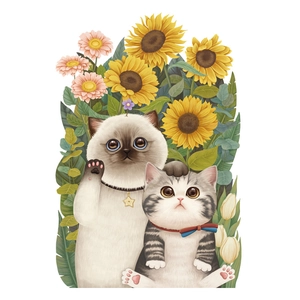 Simpatici Adesivi per Coperchio del Gabinetto con Gatto e Girasole Impermeabile PVC Adesivi Murali Decorativi per Bagno Casa