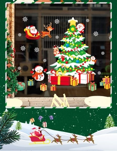 Detail of Christmas wall stickers featuring Santa, reindeer and a festive tree