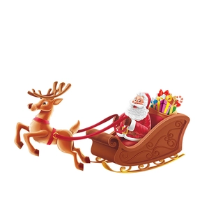 Babbo Natale in slitta di legno con renna per decorazione di finestre di Natale adesivo