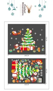 Cartoon Christmas tree wall stickers with dimensions 84x58cm for holiday window decoration