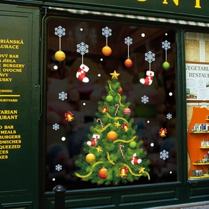 Stickers de Noël pour vitrines avec sapin de Noël et flocons pour décoration festive