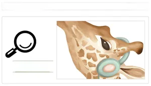 Detail shot of cartoon giraffe wall decal with glasses for Nordic nursery decor