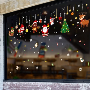 Christmas Santa Claus and reindeer static window decals for holiday glass decoration
