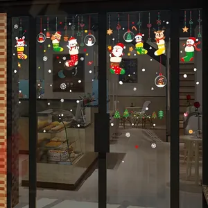 Christmas static window stickers with Santa, snowman, reindeer and Merry Christmas slogan