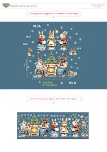 Detail of Christmas wall stickers showing size info and visual layout with reindeer and tree