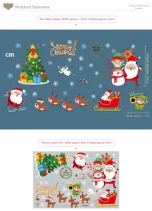 Detailed Christmas wall decals set featuring Santa Claus reindeer and Christmas tree motifs