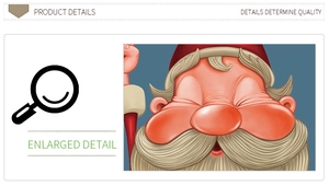 Detail of Christmas Santa Claus sticker showing red hat and digital printing quality
