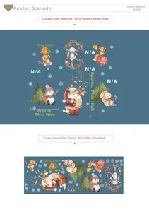 Macro view of Christmas wall stickers set with 90x30cm layout and reindeer cartoon elements