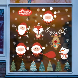Weihnachts-Fensteraufkleber Set mit Weihnachtsmann und Rentier für festliche Glasdeko