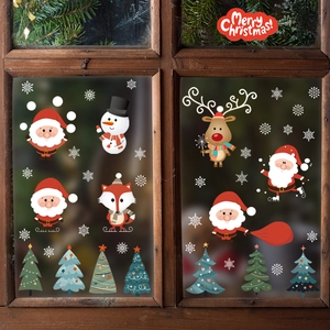 Weihnachtsfensterbilder mit Weihnachtsmann, Rentier und Schneemann für die Glasdeko