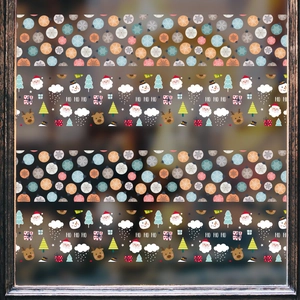 Christmas window decals with Santa, reindeer and snowflakes for holiday glass decoration