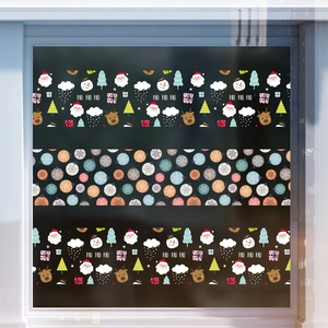 Christmas window decals featuring Santa, reindeer and snowman for holiday glass decoration