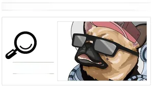 Detail of cartoon French Bulldog sticker wearing pink cap and sunglasses for kids room