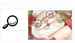 Detail of Christmas Santa Claus illustration with winter berries and bird on wall sticker