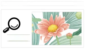 Detail view of cartoon pink flower and green leaves wall sticker for kids rooms