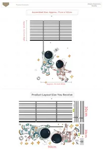 Cartoon astronaut wall sticker set with stars and planets for creative bedroom decor