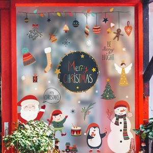 Christmas snowman and Santa window stickers set for festive holiday home glass decor