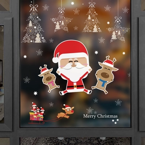 Christmas window decals set with Santa, reindeer and snowflakes for festive glass decoration
