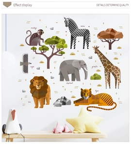 Detail von Afrikanische Tiere Wandsticker mit Löwe und Giraffe für Kinderzimmer Deko