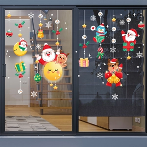 Double-sided Christmas window stickers with Santa, reindeer and snowman for festive glass decor
