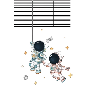 Creative cartoon astronaut wall stickers with planets and stars for kids bedroom decor