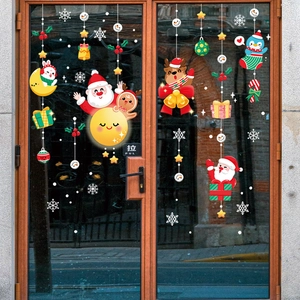 Double-sided Santa and reindeer static window stickers for festive Christmas decor