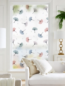 Frosted Glass Window Film Ginkgo Leaf Pattern Privacy Protection Static Cling Opaque Decorative Film For Bathroom Home