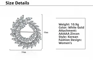 Tableau détaillé des tailles pour broche couronne fleurie sertie de zircons
