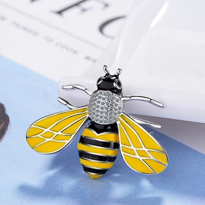 Fashion Bee Brooch For Women Copper Enamel Rhinestone Animal Lapel Pin Jewelry Accessory For Party Banquet Gift