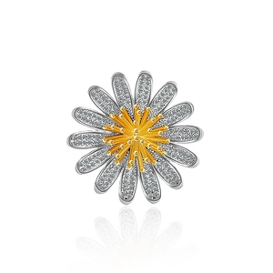 Eleganter Gänseblümchen Broschen Anstecker mit silbernen Blütenblättern und goldenem Staubblatt
