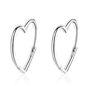 925 Sterling Silver Heart Hoop Earrings For Women Minimalist Elegant Small Fresh Style Platinum Plated Heart Ear Rings Jewelry