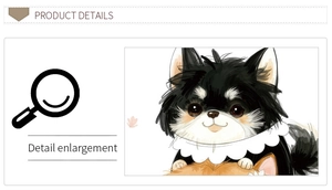 Close-up of cute cartoon Pomeranian puppy wall sticker with lace collar details