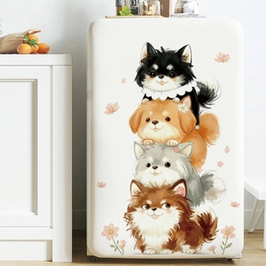 Cute cartoon dogs stacking wall sticker decor for refrigerator and kids room