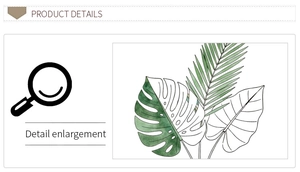 Close-up of geometric monstera leaf wall decal with detailed watercolor hand-painted texture