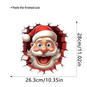 Close-up of 3D Santa Claus wall sticker with 28x26.3cm size detail and brick effect