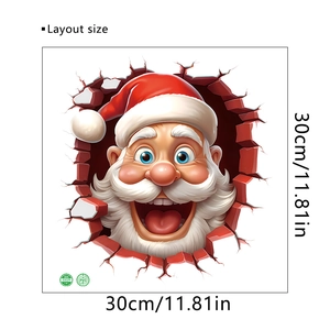3D Santa Claus wall sticker detail showing the layout size 30x30cm on white background