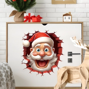 3D Santa Claus wall sticker with broken wall effect for Christmas home decoration