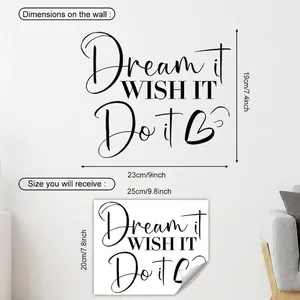 Inspirational Dream it Wish it Do it black PVC wall sticker for home and office decor